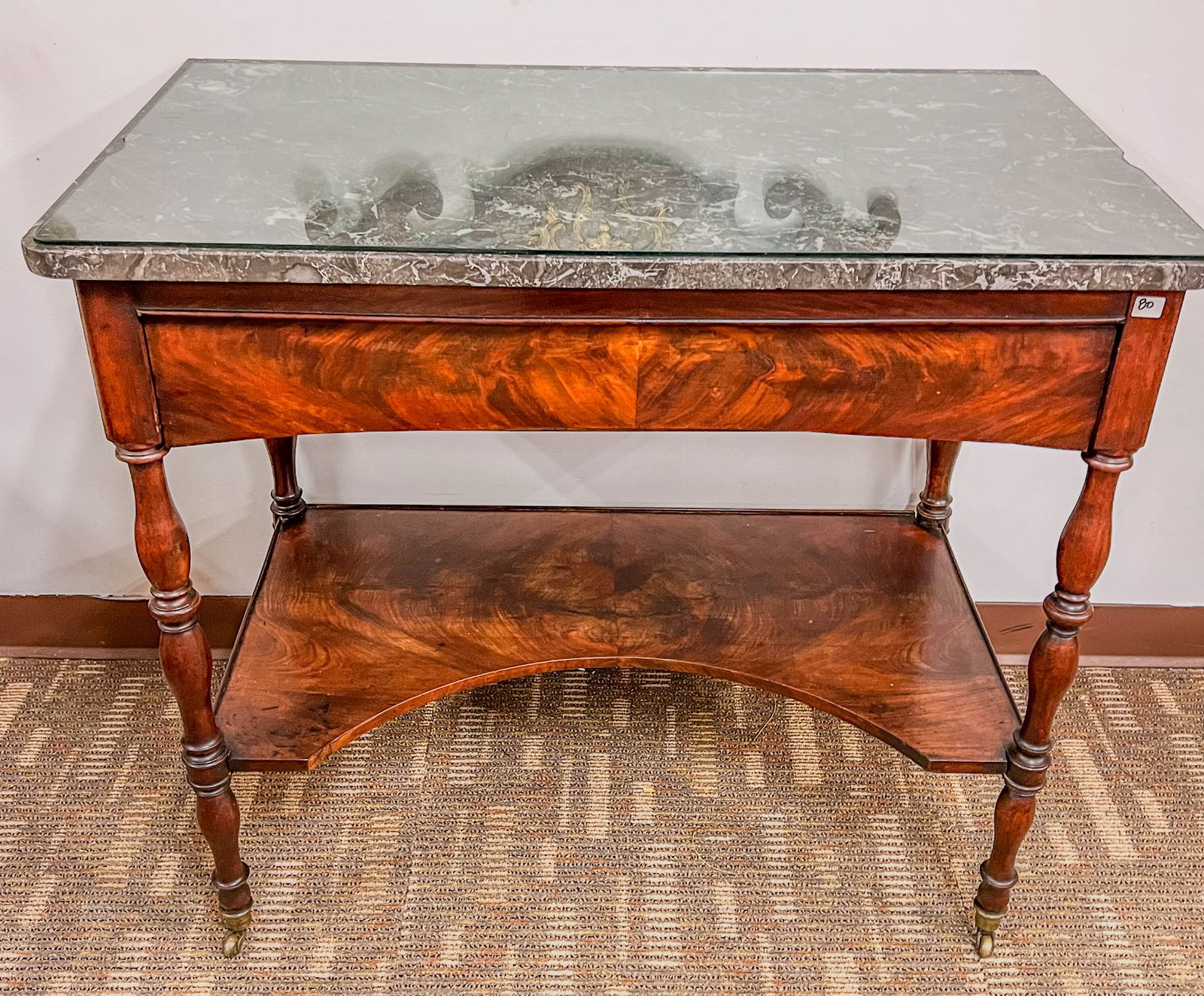 Marble Top Mahogany Vanity Single Drawer Washstand C. 1840/50's (1 of 9)
