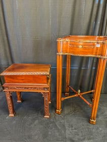 Mahogany Candle Table & Flip Top Mahogany Table
