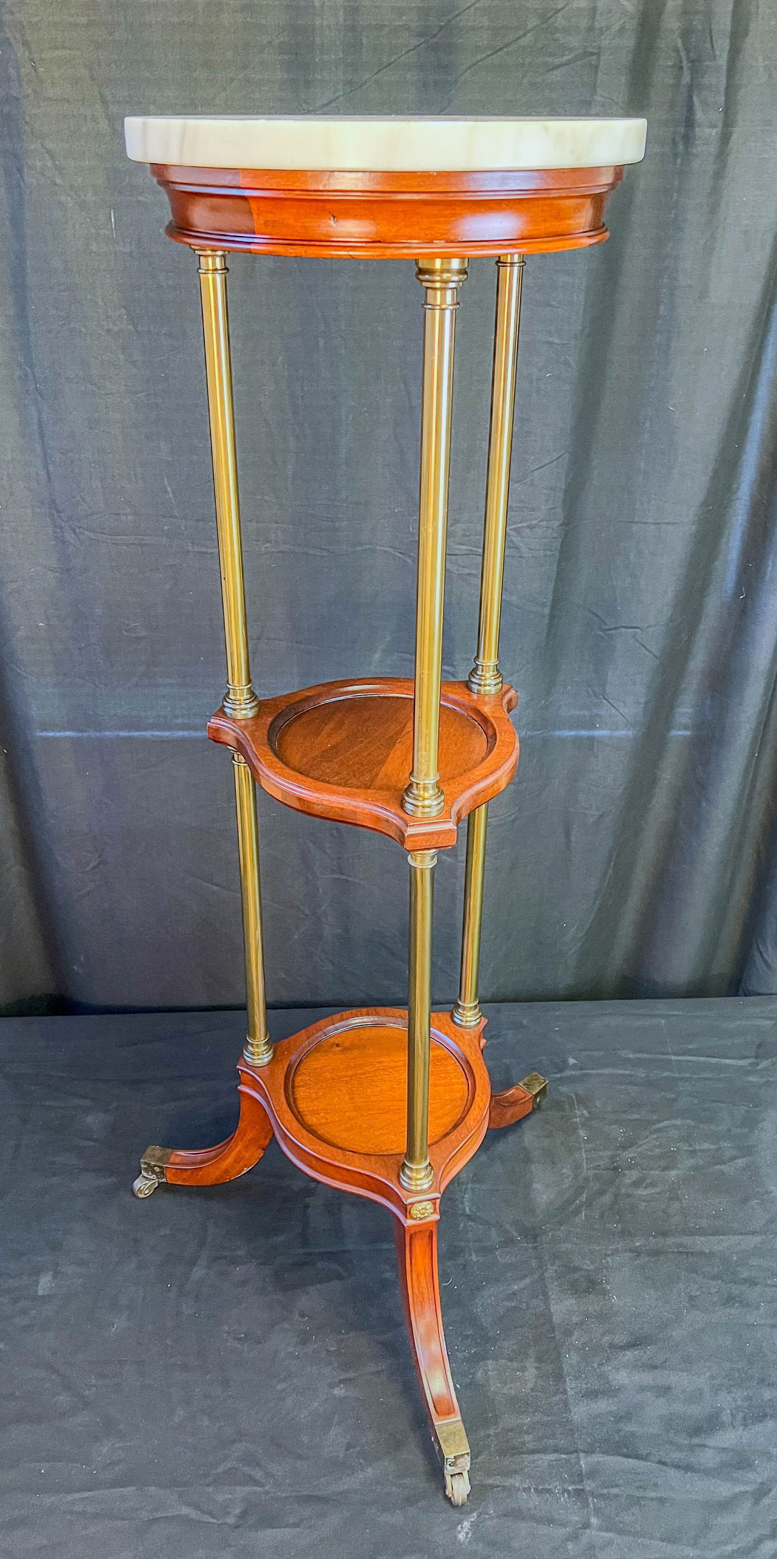 Henredon Marble and Mahogany 3 Tiered Statue Stand (1 of 6)