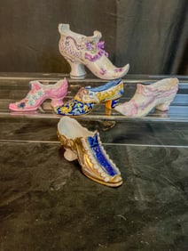 Group of 5 Victorian Bisque and Porcelain Shoes