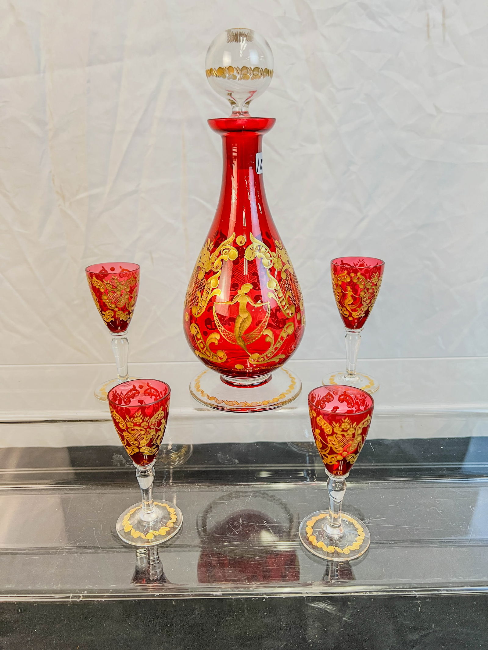 Early 1900s Venetian Decanter Set with Gilded Etching (1 of 12)