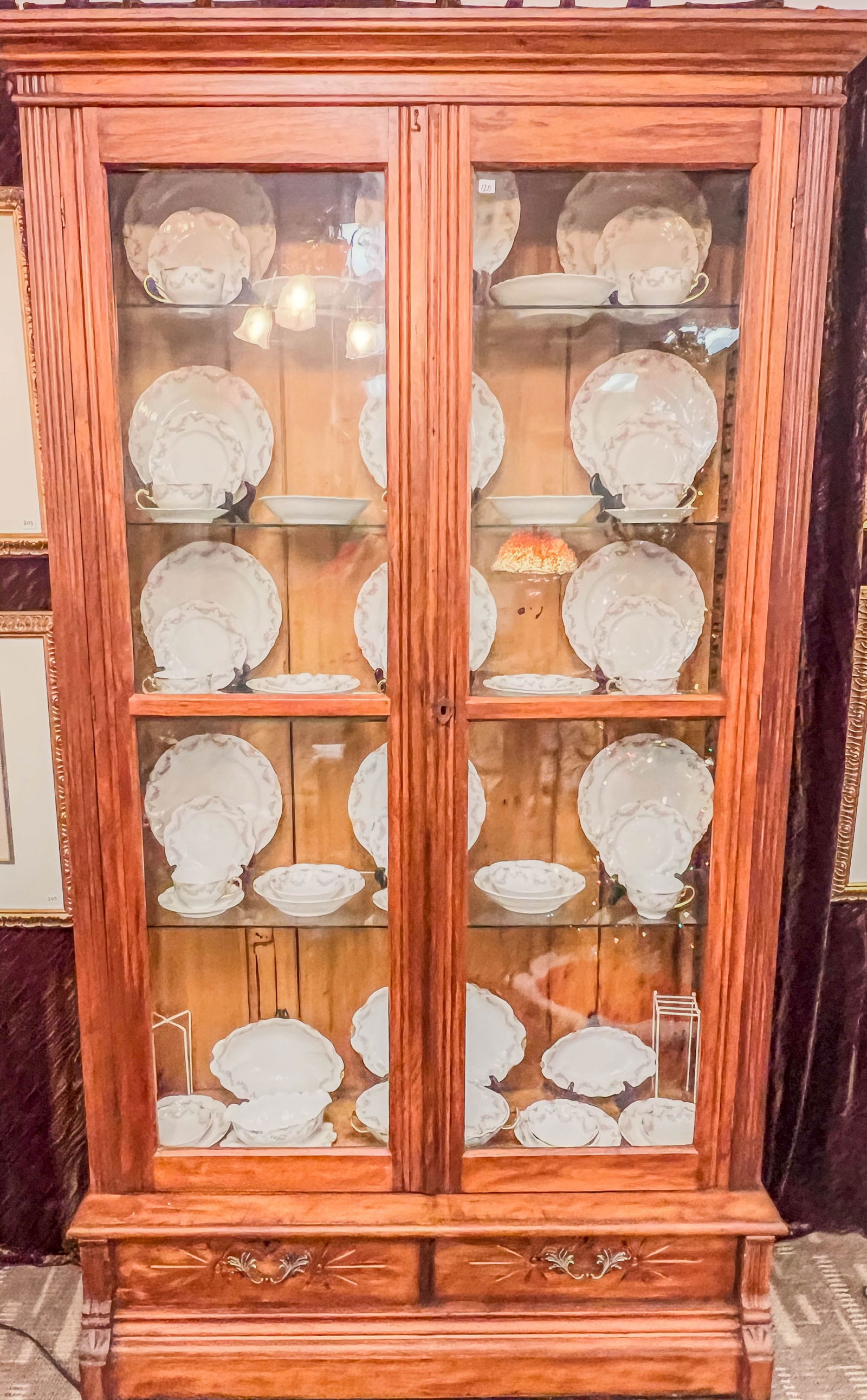 Oak Double Door Glass Front Bookcase c.1880's (1 of 8)