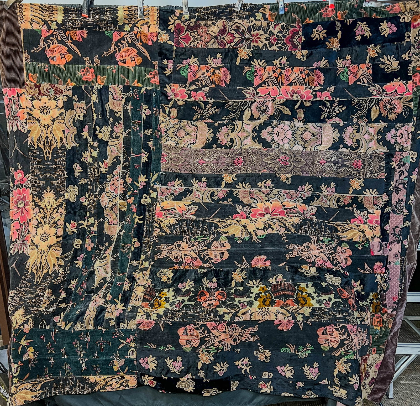 Victorian Velvet Patchwork Bedspread (1 of 13)