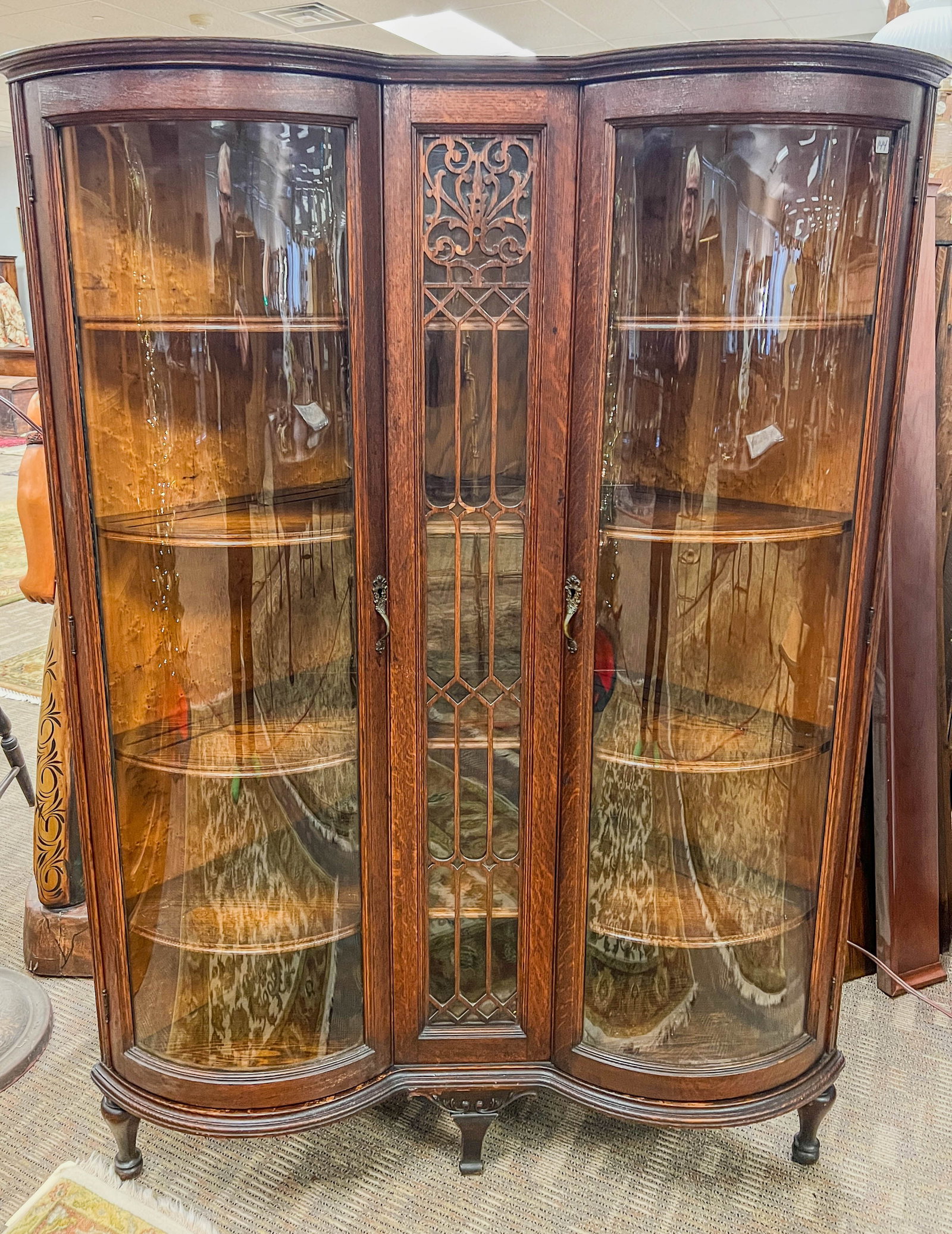 Rare Double Curved Glass Corner China Cabinet (1 of 8)