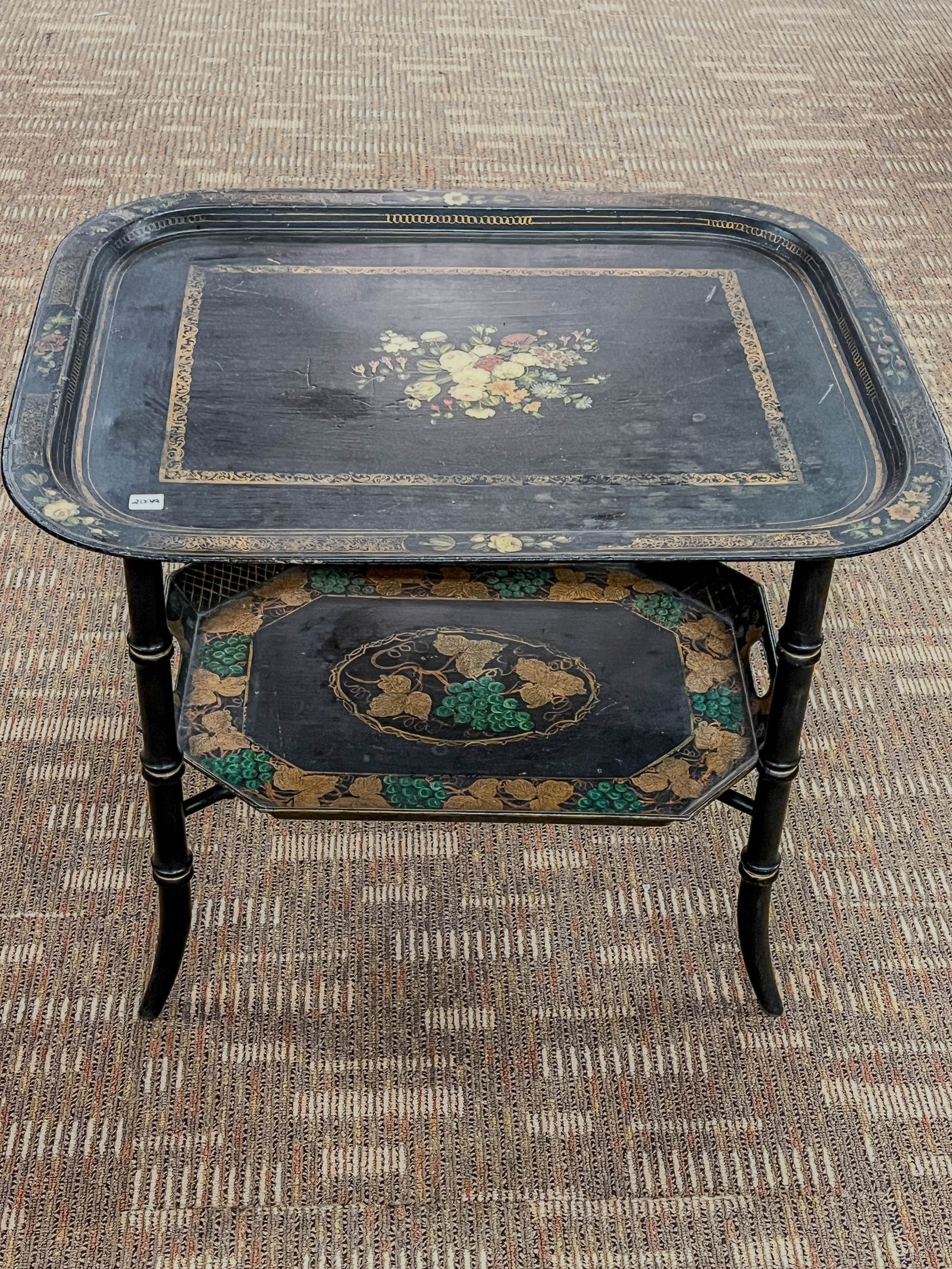Toleware Antique 2 Tier Tray Table Early 1800's (1 of 12)