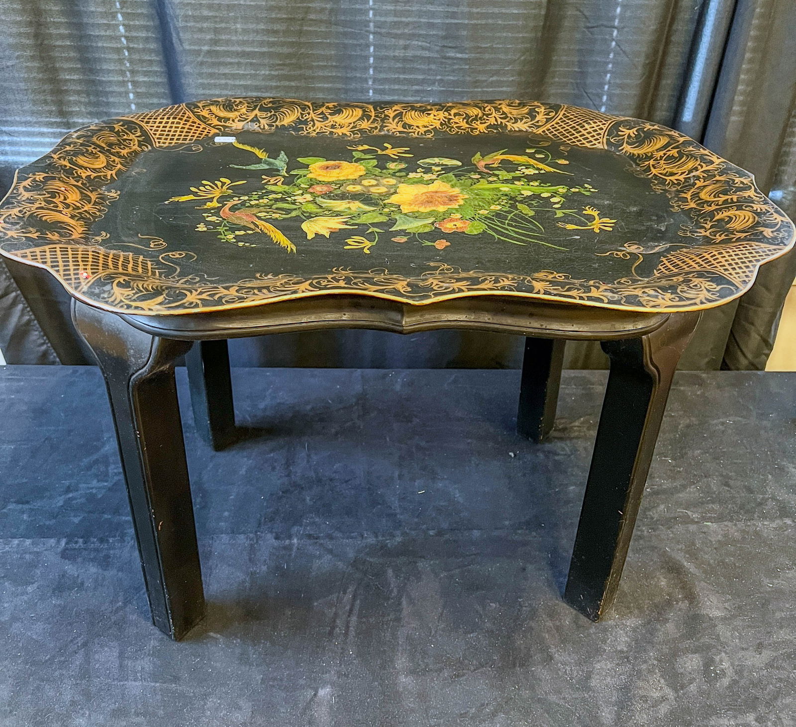Antique Toleware Tray c. Early 1800's Coffee Table (1 of 10)
