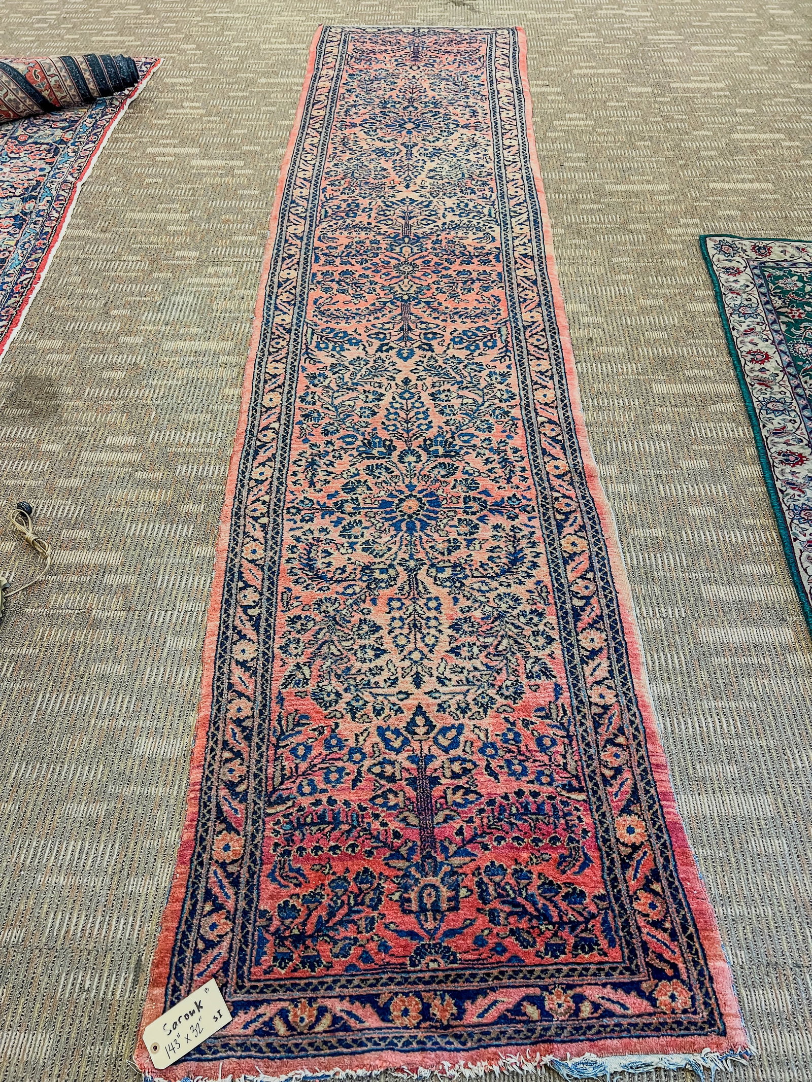 Antique Hand Tied Sarouk Wool Runner (1 of 9)