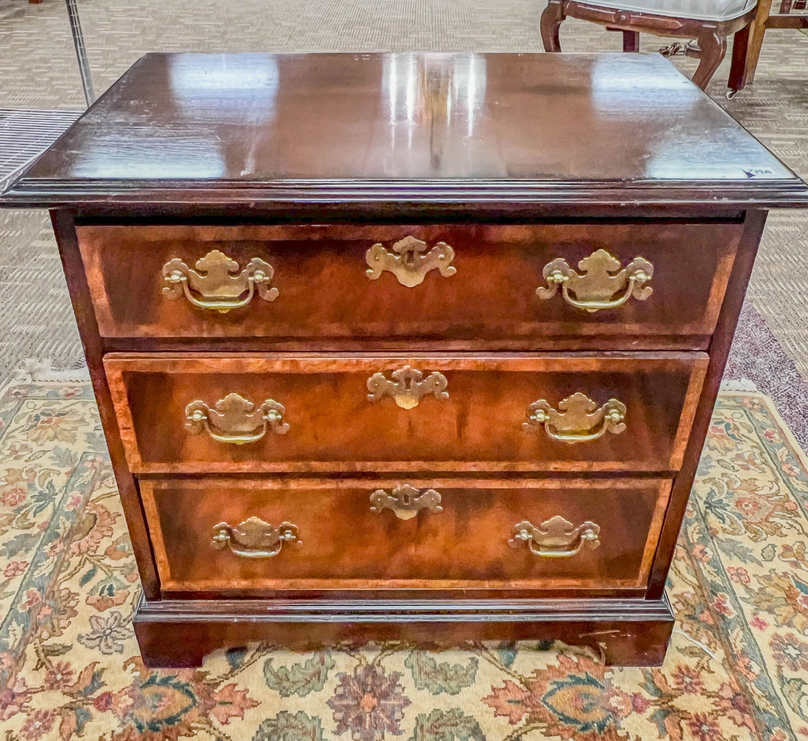 Miniature 3 Drawer Chippendale Chest on Bracket Feet (1 of 6)