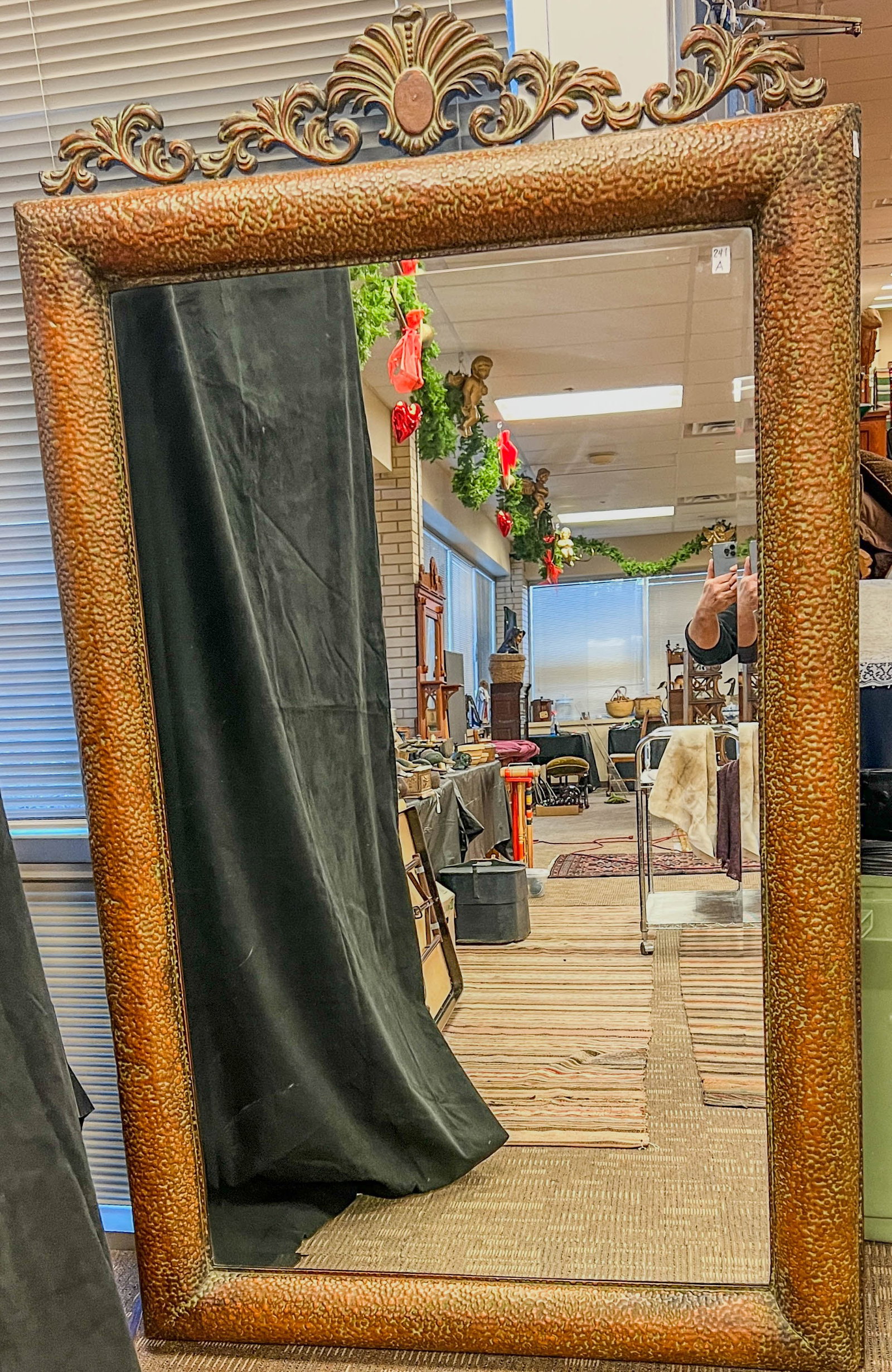 Hammered Copper Beveled Mirror of Important Size (1 of 7)