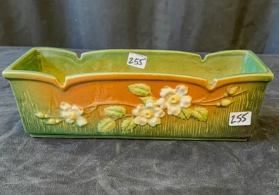 Roseville White Rose Pattern Planter