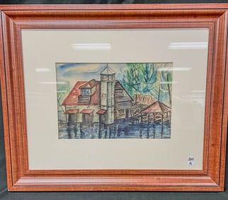 WPA Style  Artist Signed Watercolor c.1948