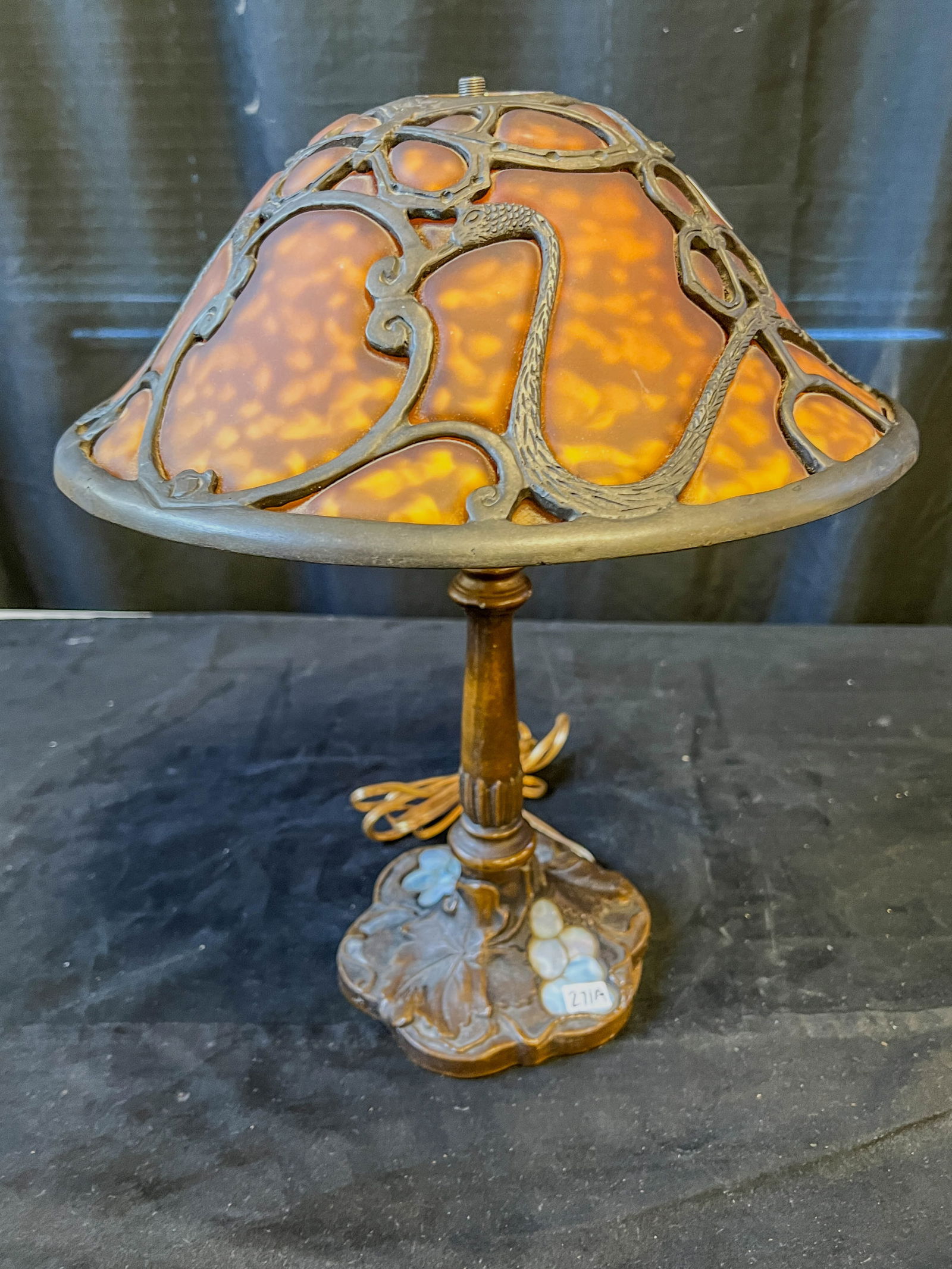 Arts and Crafts Nouveau Molded Glass Table Lamp (1 of 6)