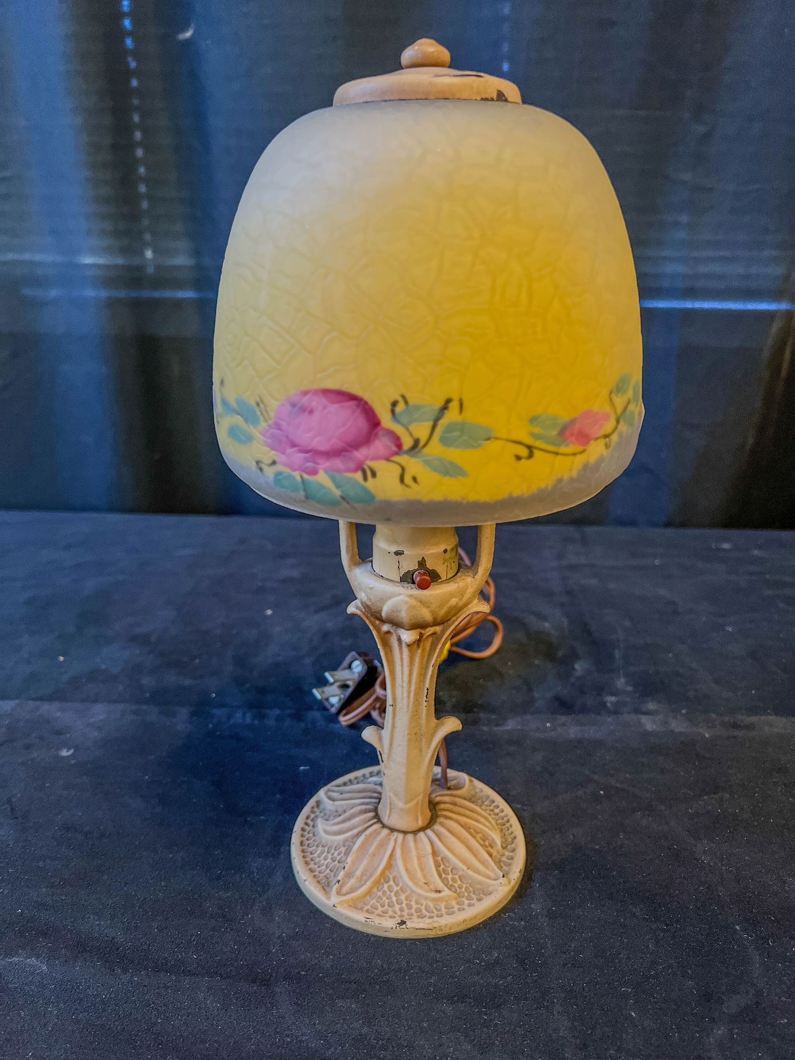 Reverse Painted Boudoir Lamp in Art Nouveau Style (1 of 7)