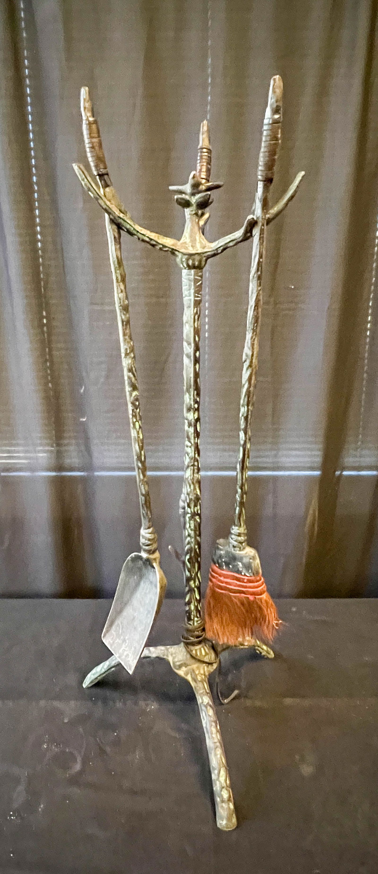 Arts and Crafts Style Cast Fireplace Tools With Bird Finial (1 of 8)