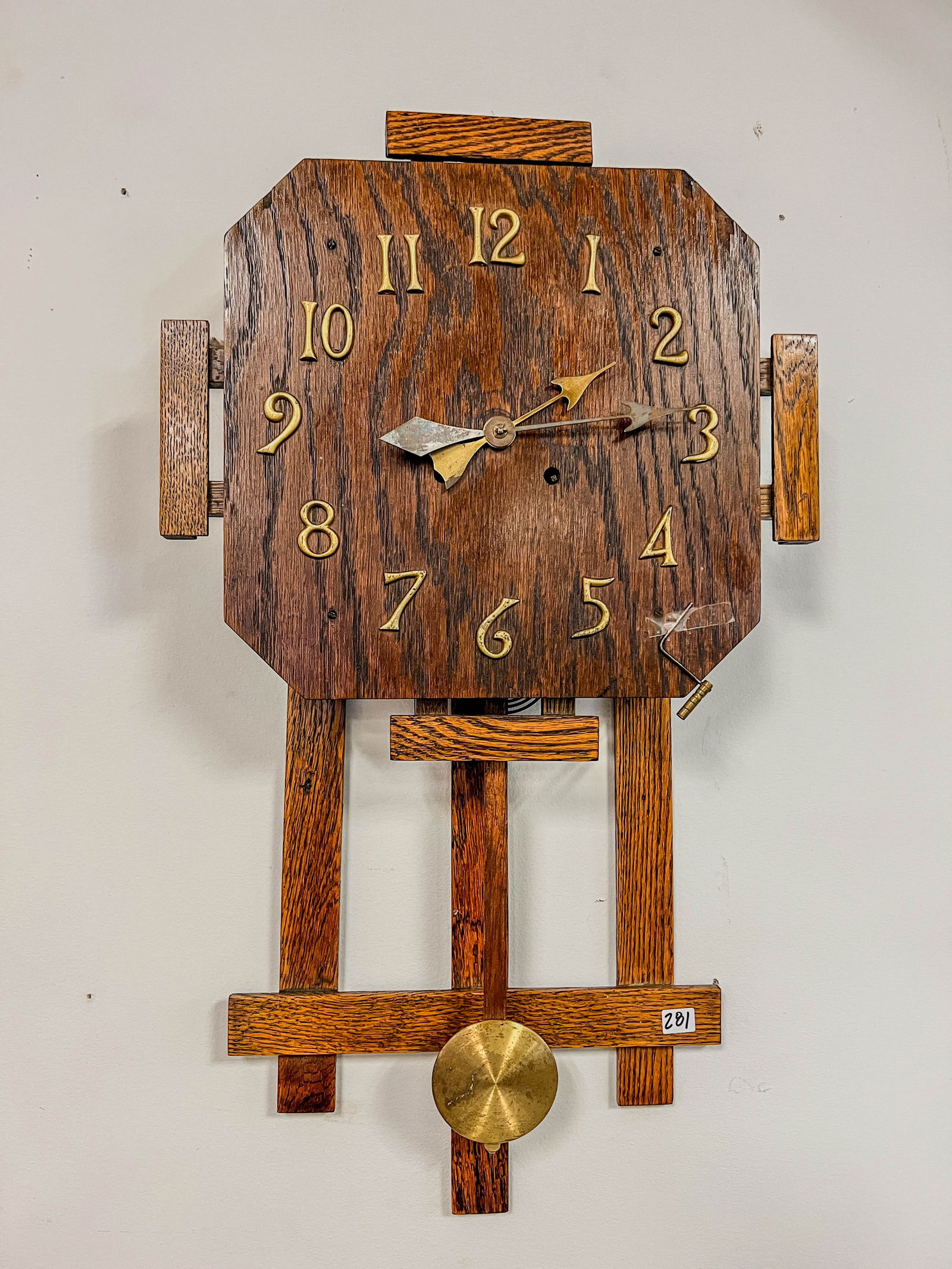 Mission Oak Wall Clock C. 1900 (1 of 5)