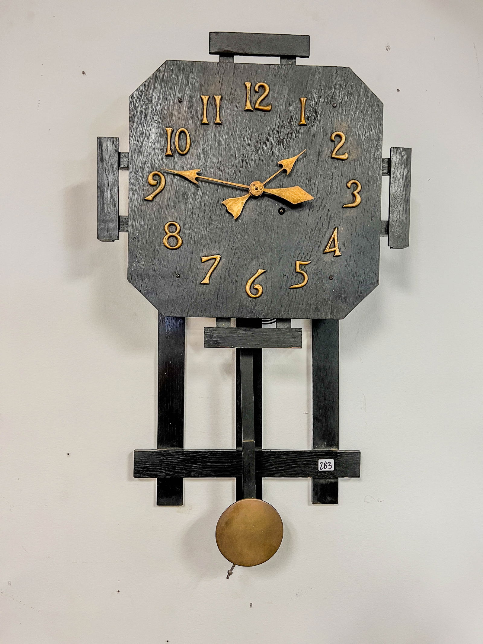 Mission Oak Wall Clock C. 1900 (1 of 4)