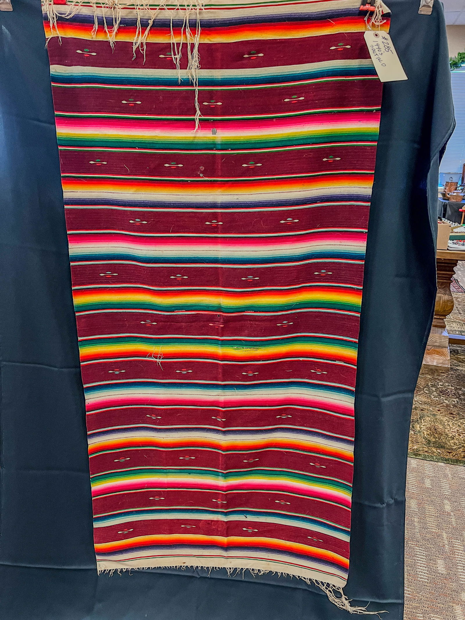 1940's Hand Woven Saltillo Wool Blanket/ Serape (1 of 6)