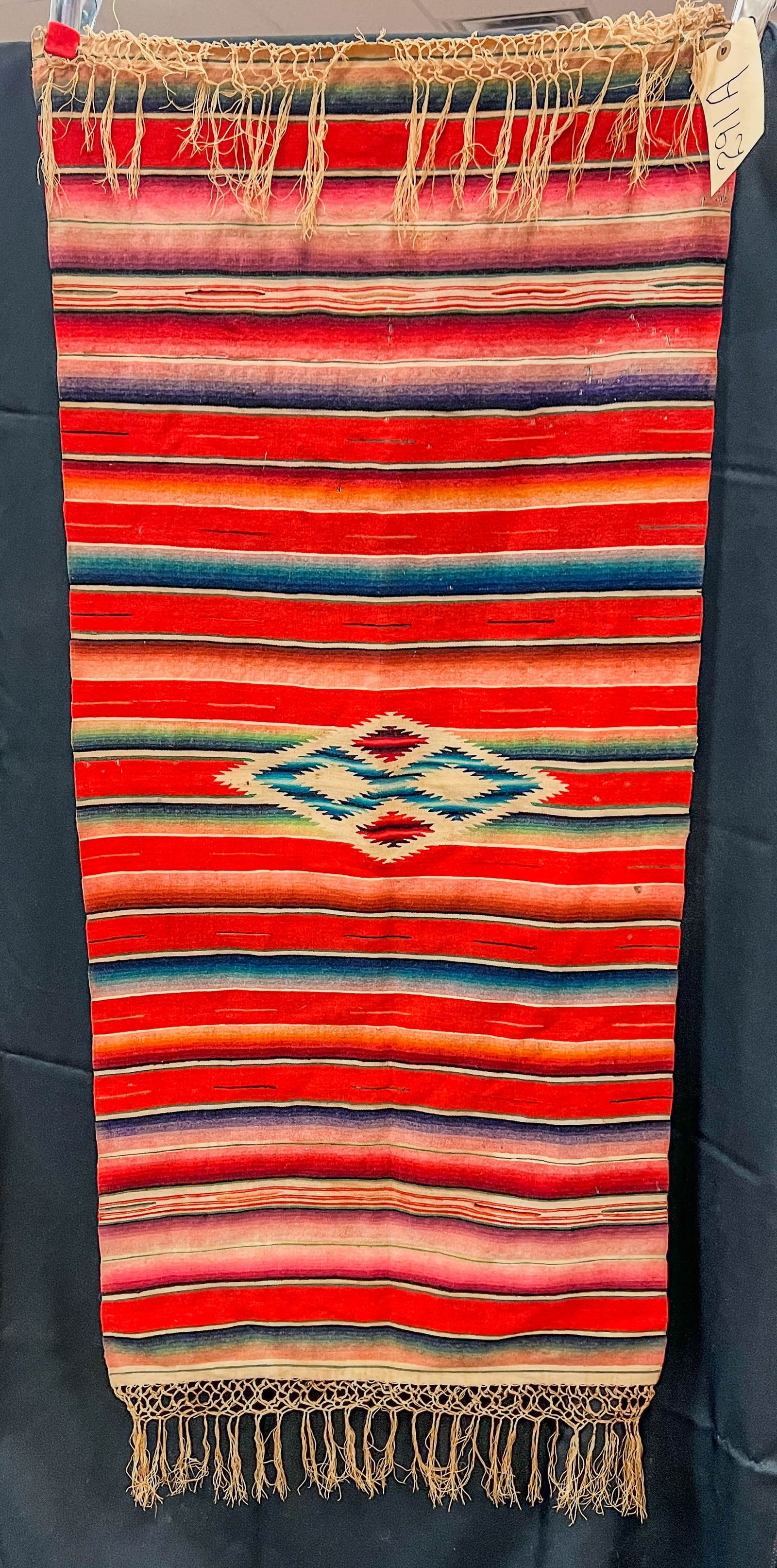Antique Mexican Wool Hand Woven Saltillo Serape c. 1910s (1 of 6)