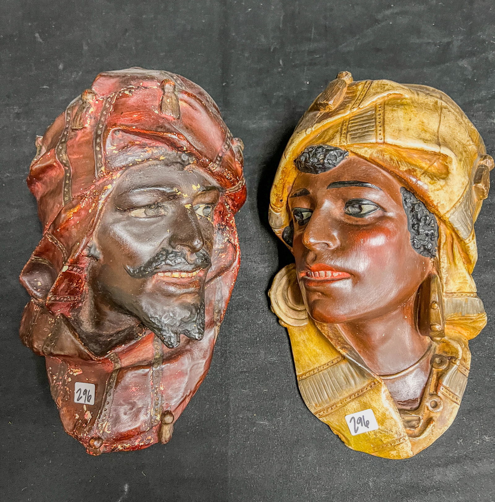 Pair of Antique Plaster Wall Hung Arabian Busts c. 1890/1900 (1 of 8)