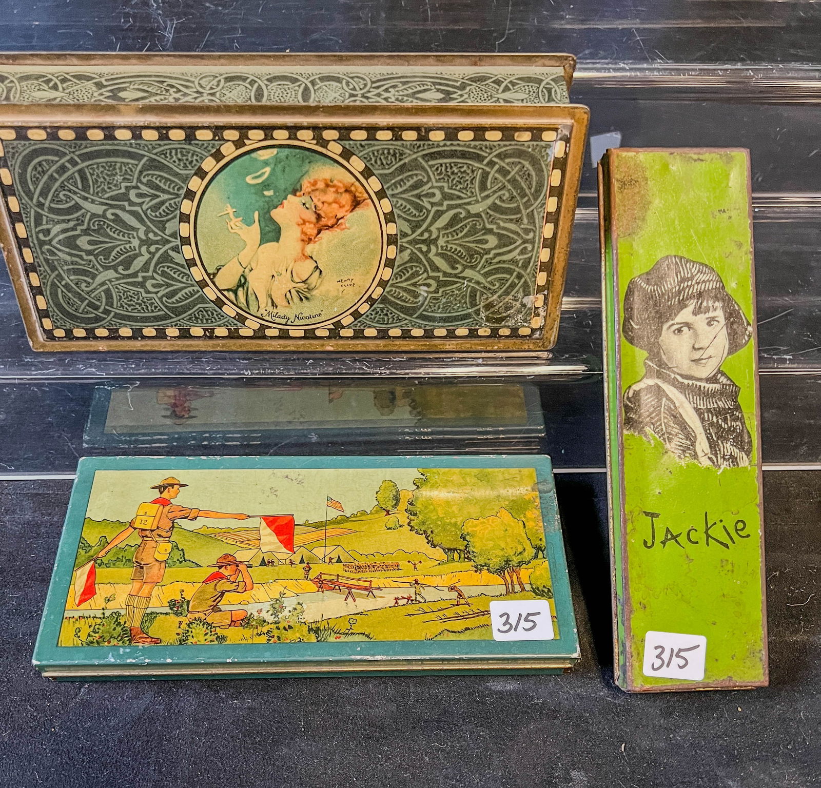 Wallace and Canco Tin Litho Boxes, Tobacciana, Boy Scouts, More! c.1920's (1 of 8)