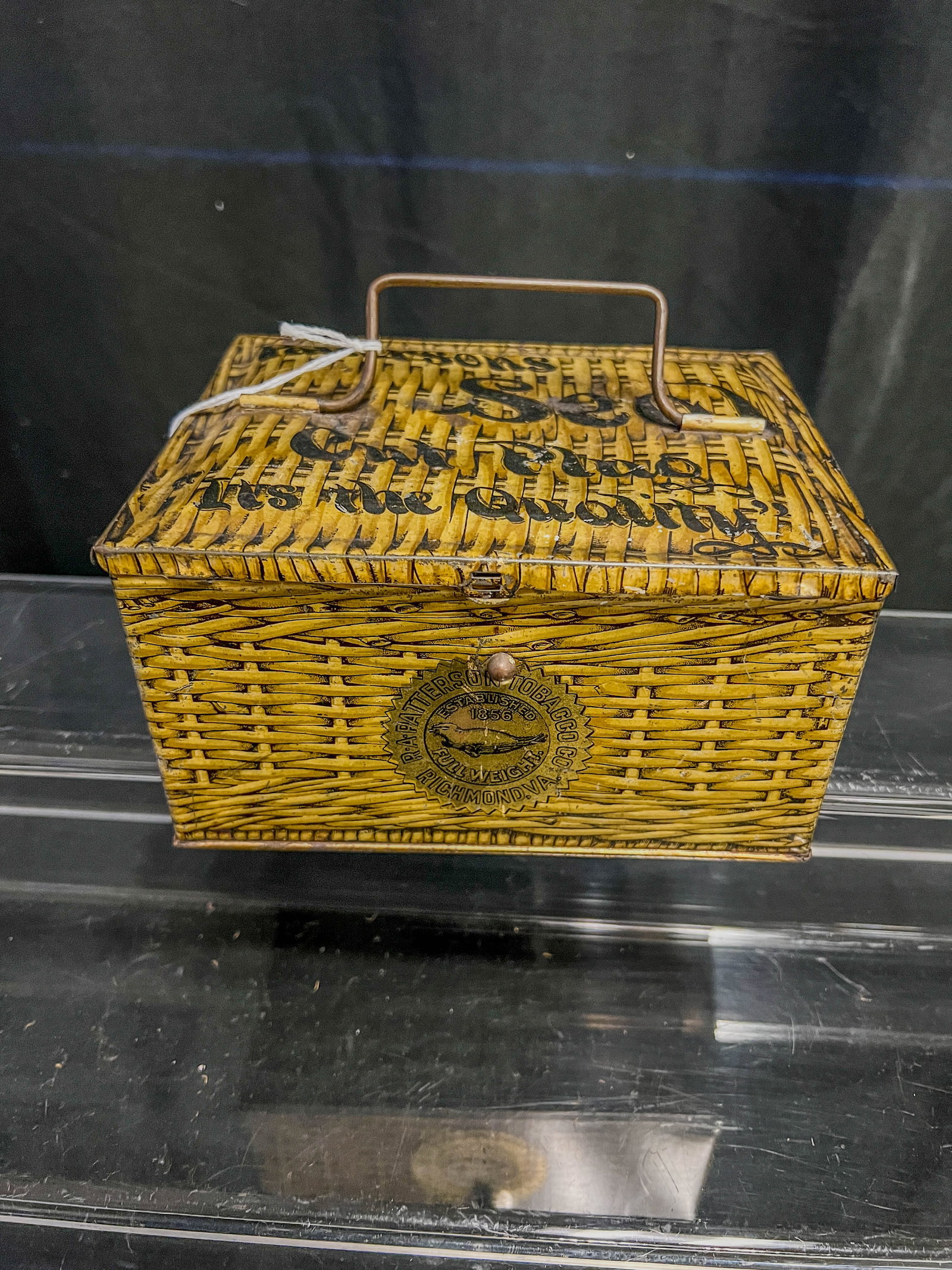 Patterson's Seal Tin Litho Chewing Tobacco Box: Antique Patterson's tin litho Seal Cut Plug tobacco tin is in very good used condition and measures 4: tall &" across X 5" deep/