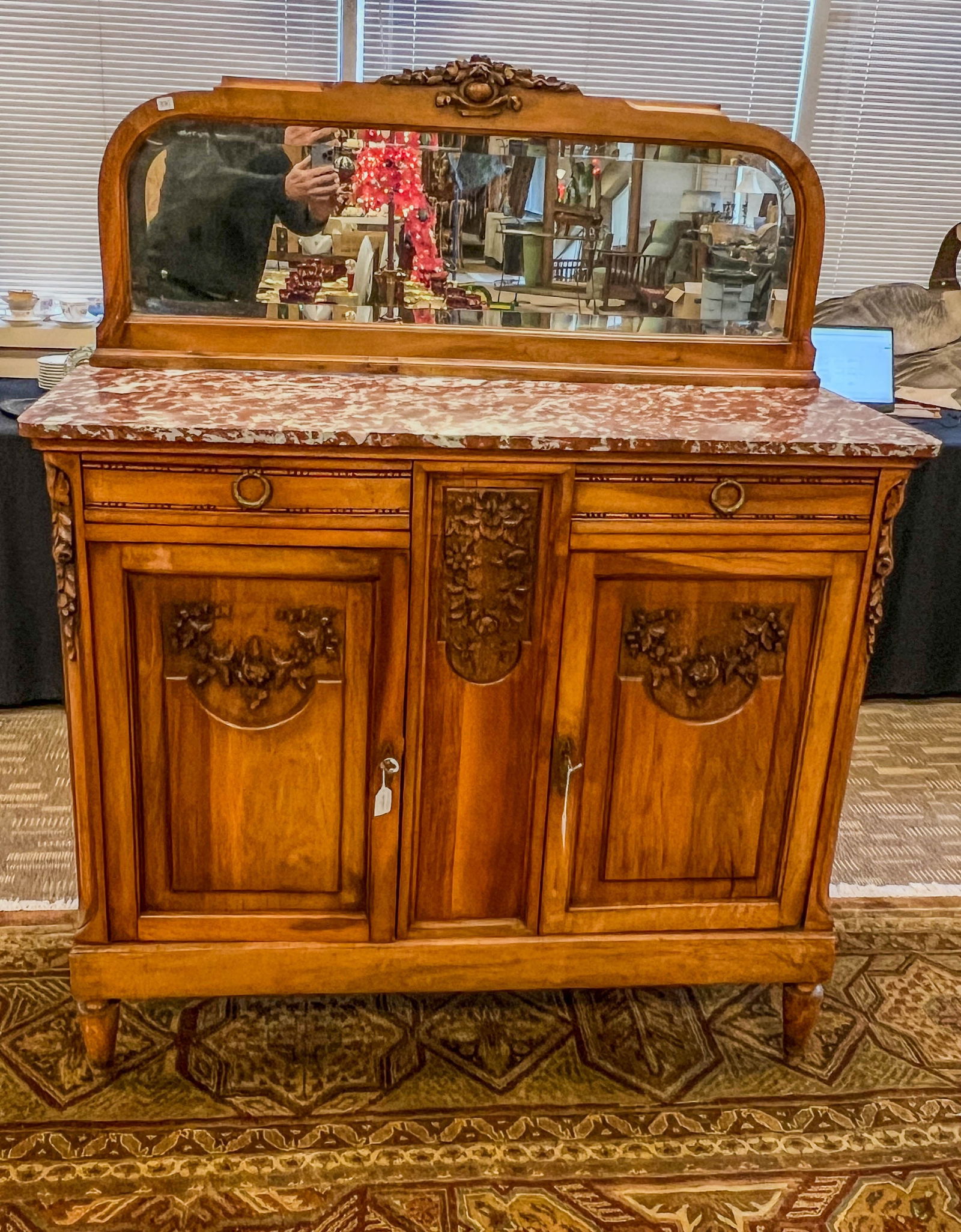 French Nouveau Buffet with Marble Top and Mirrored Back (1 of 12)