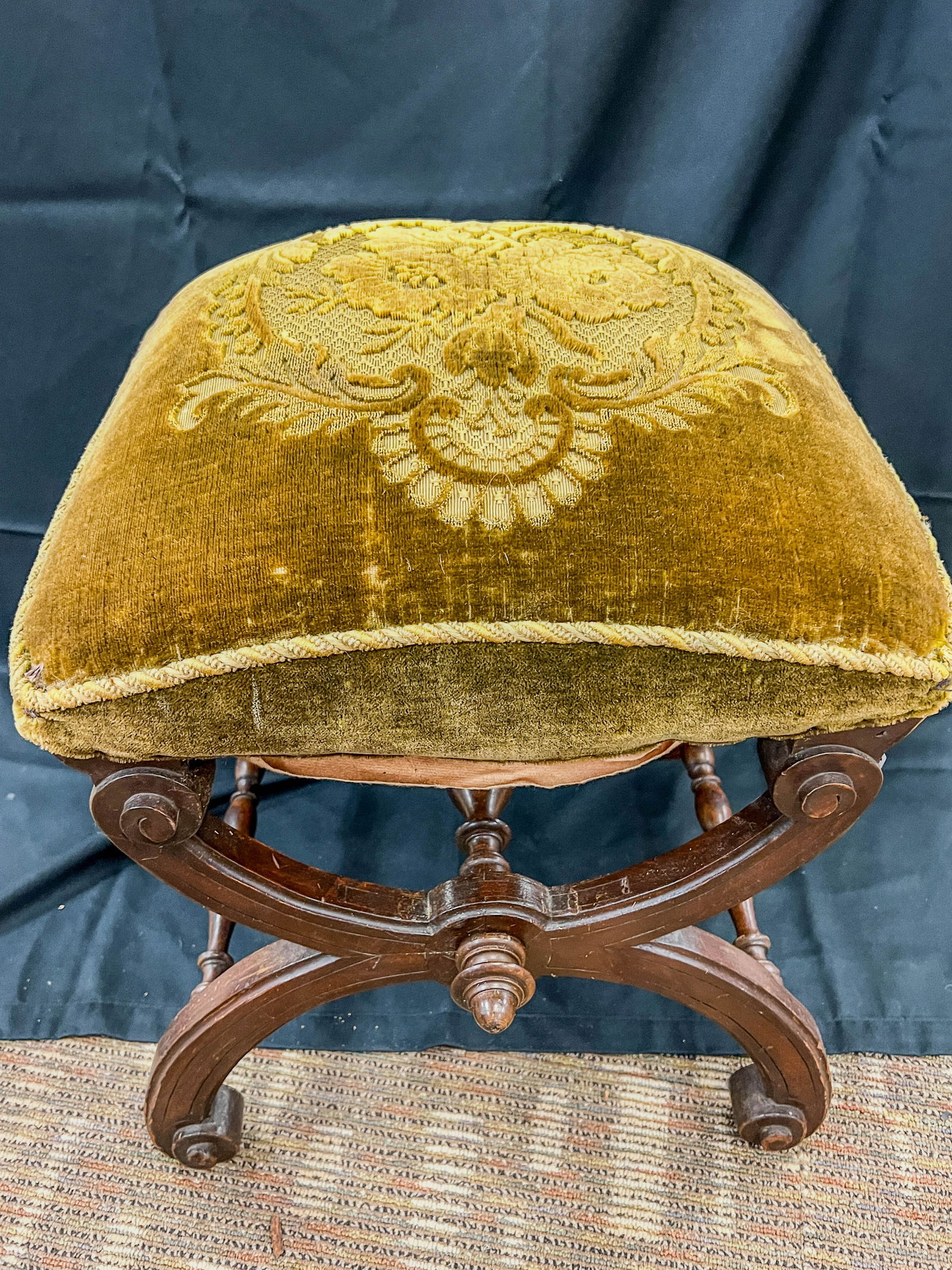 Victorian Piano Stool with Decorative Mohair Upholstery (1 of 6)