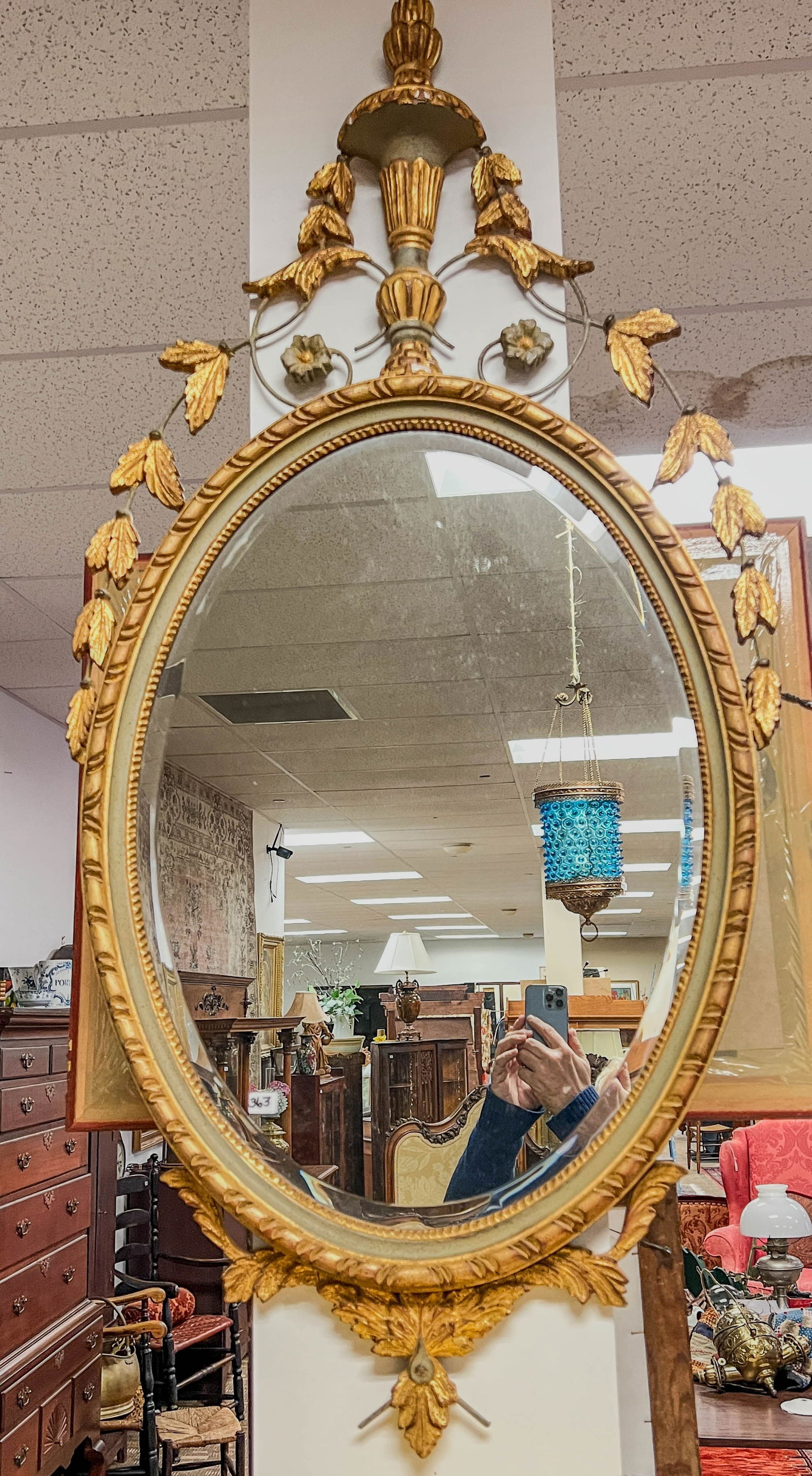 Elaborate Beveled Oval Entry Mirror (1 of 6)