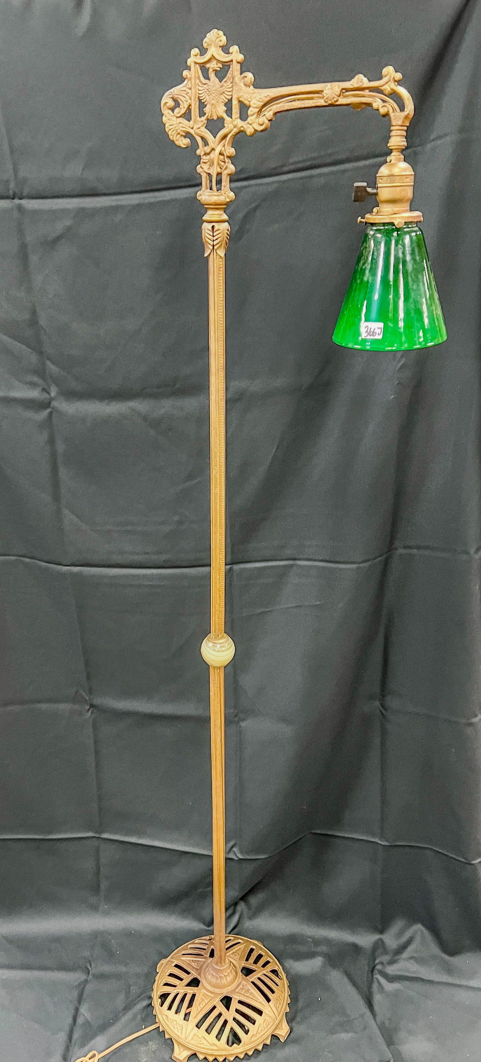 1900s Brass Floor Lamp with a Cased Glass Shade (1 of 6)