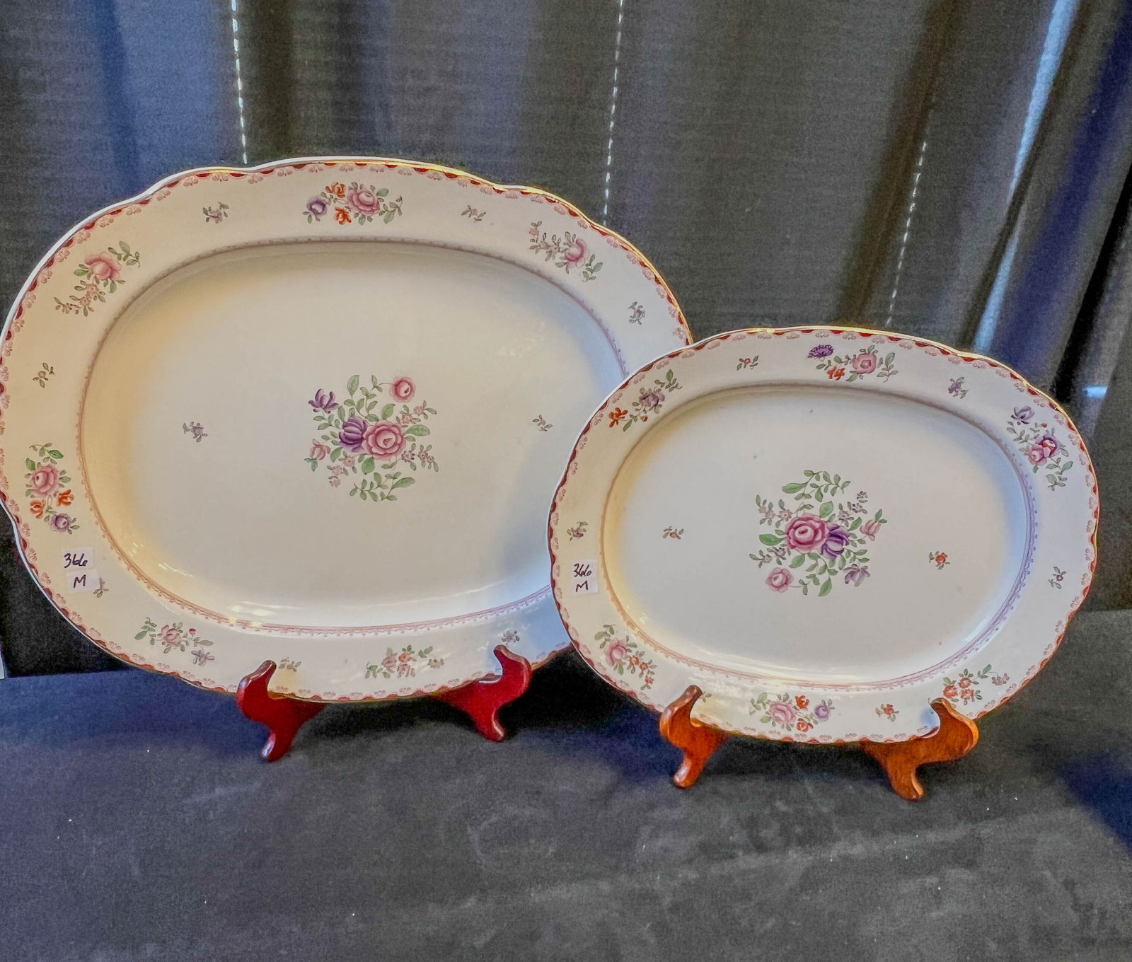 2 Antique English Floral Booths Silicon China Large Platters c. 1800's (1 of 12)