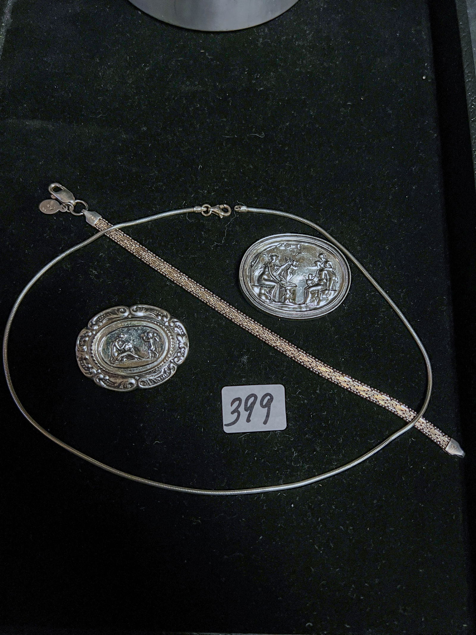 Group of Sterling to include Brooches, Napkin Holder, Bracelet and Necklace (1 of 7)