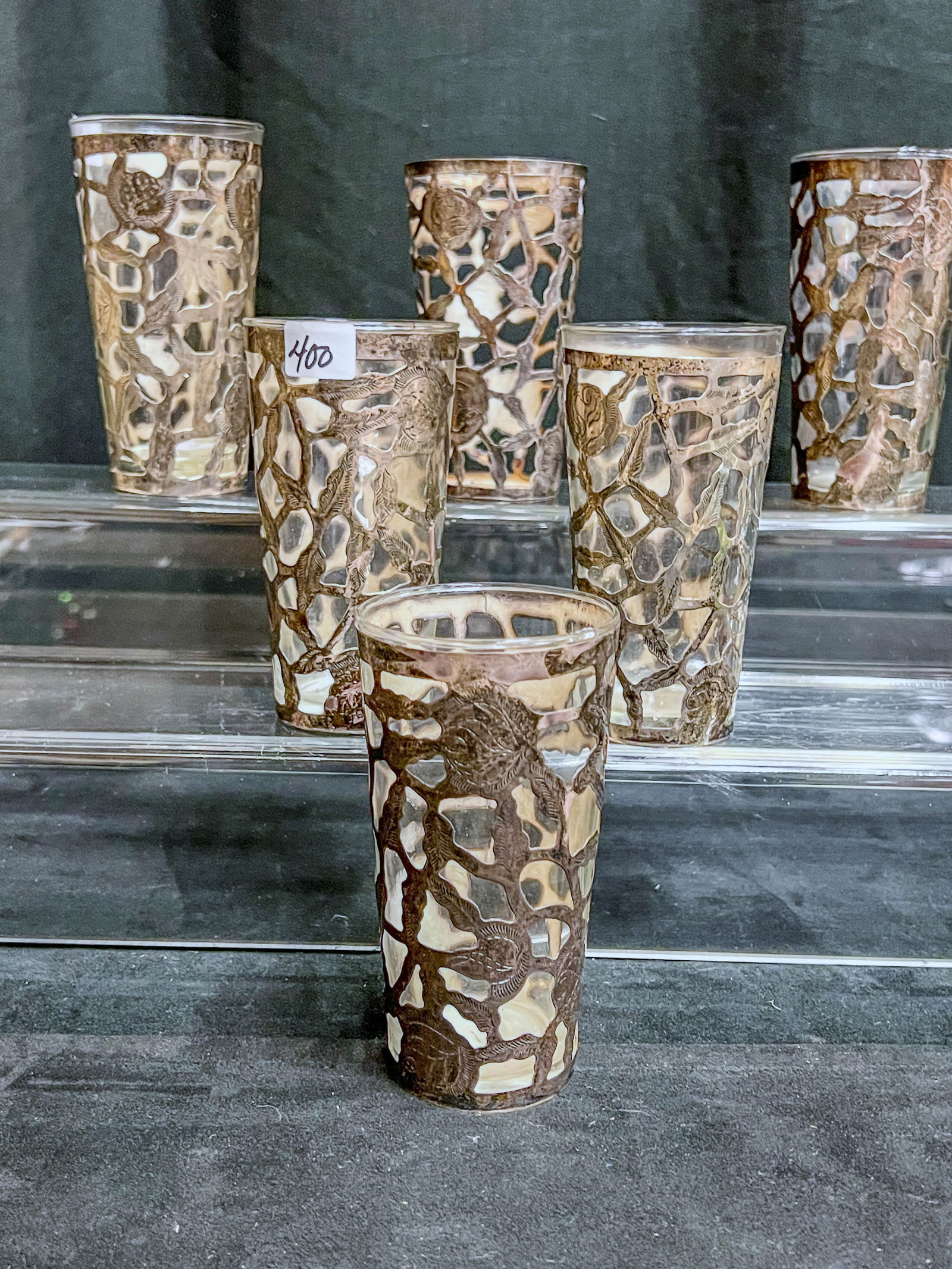 6 Glasses with Removable Sterling Overlay (1 of 6)