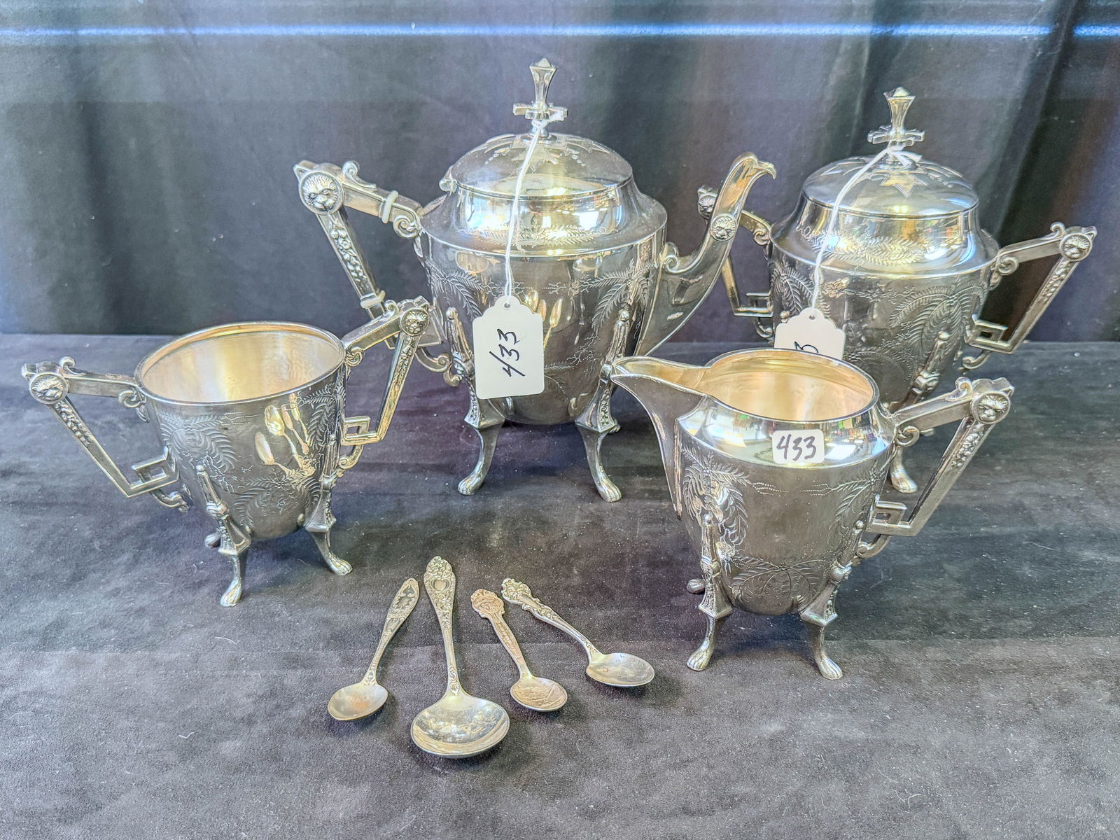 1880s Victorian Silverplate Tea Set (1 of 8)