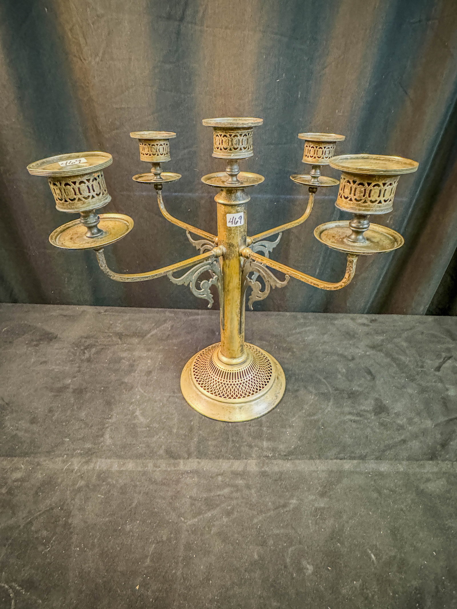 Arts and Crafts/Nouveau 5 Arm Candelabra: A silverplate 5 arm stylized Arts and Crafts/Nouveau silverplate candelabra.