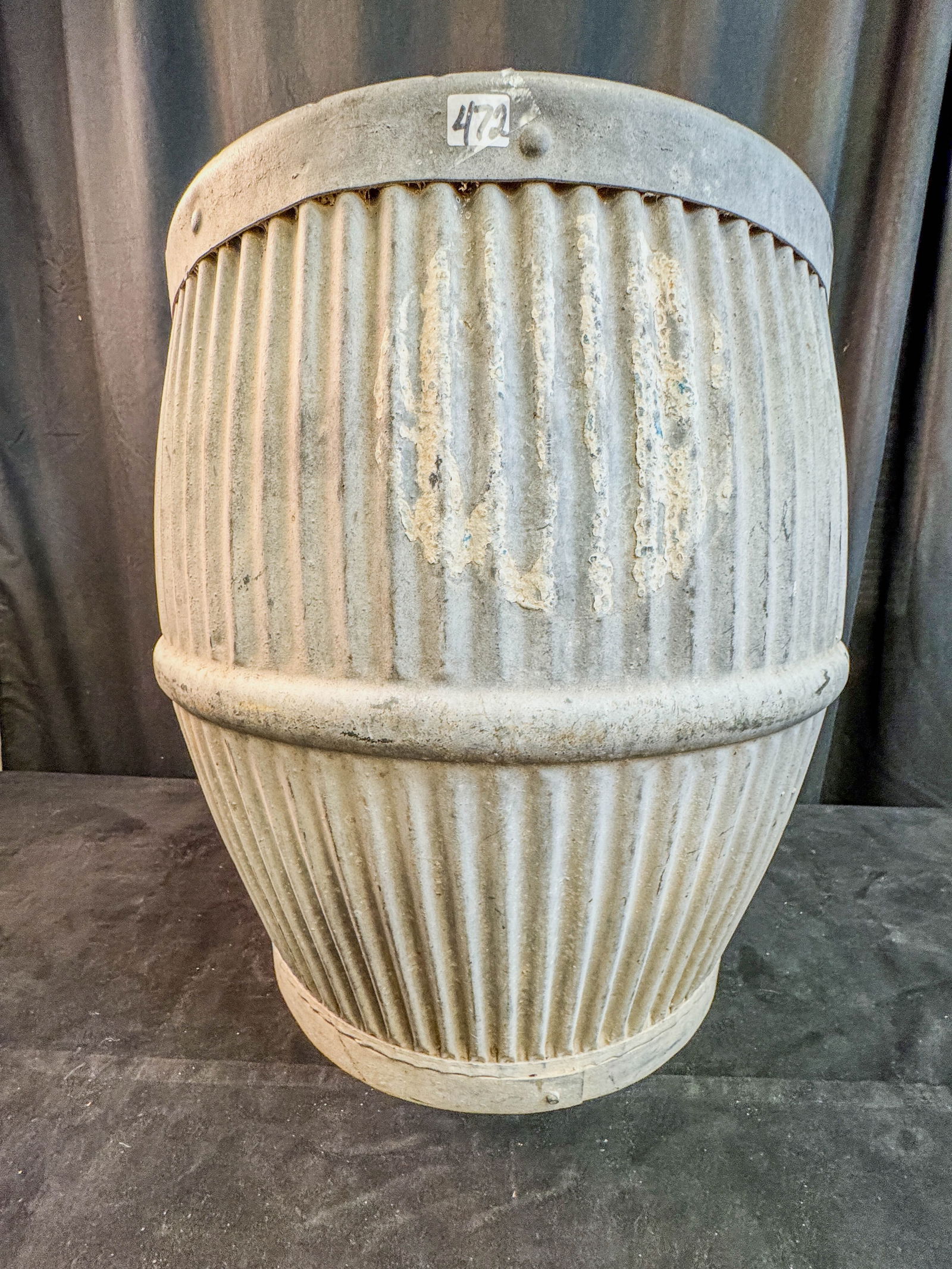 Large 1890's Corrugated Zinc Barrel (1 of 4)