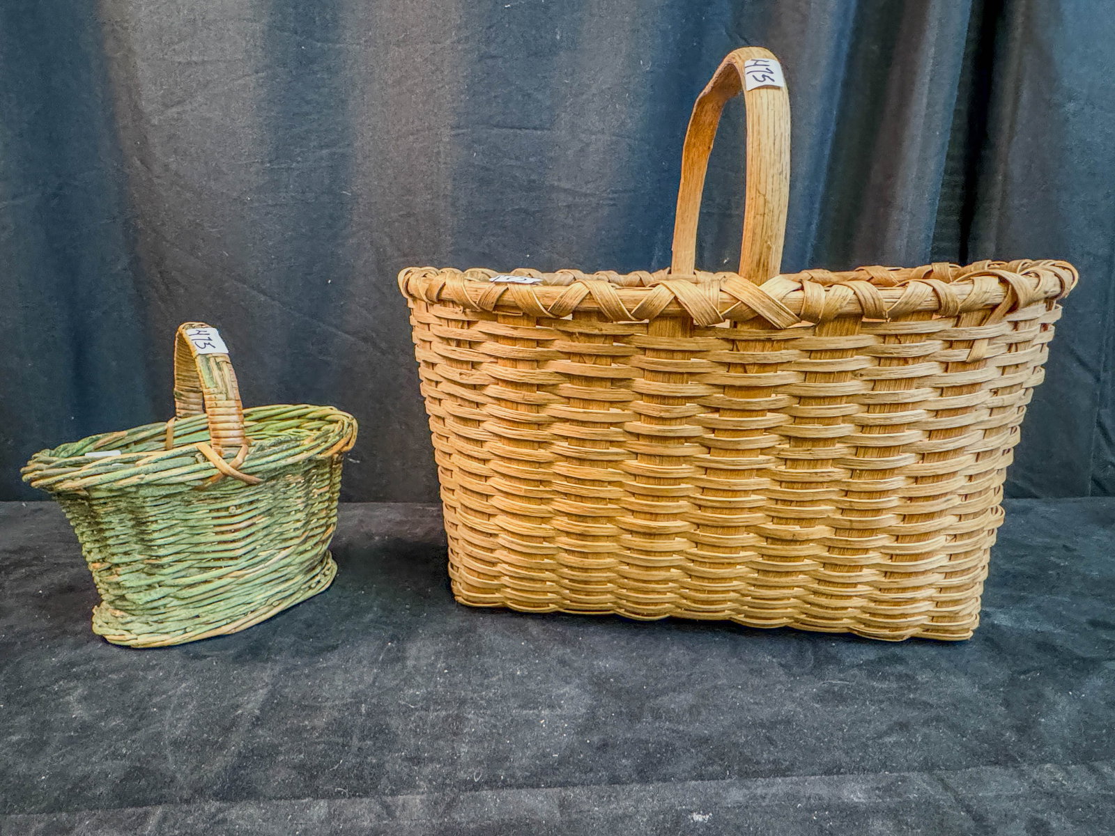 Early Handled Basket and Miniature Wicker Basket (1 of 3)