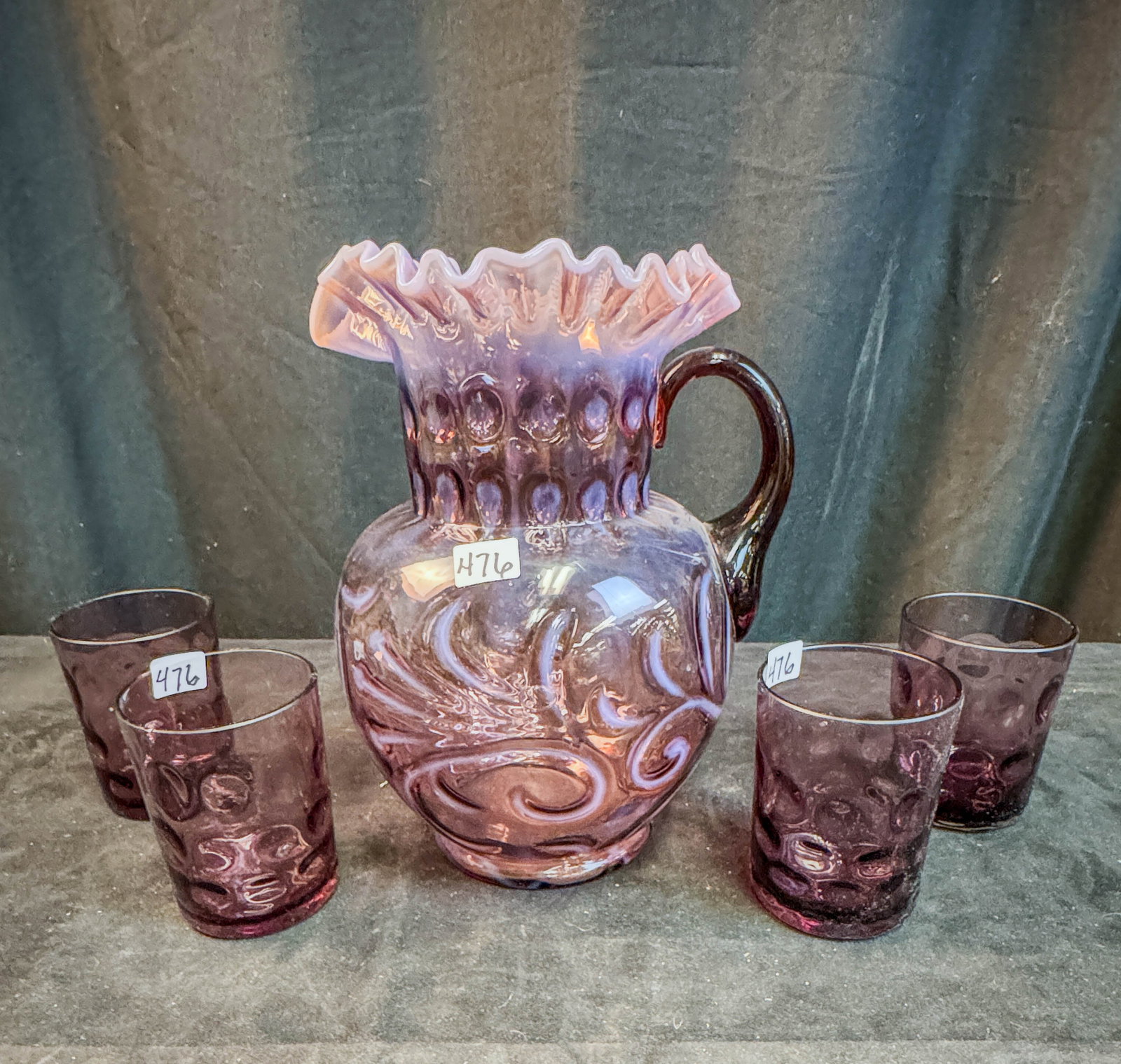 Victorian Amethyst Pitcher and 4 Tumblers (1 of 5)