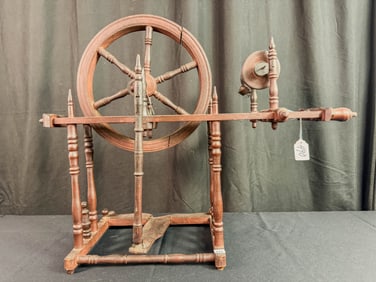 Antique Wood Flax Spinning Wheel c.1840's