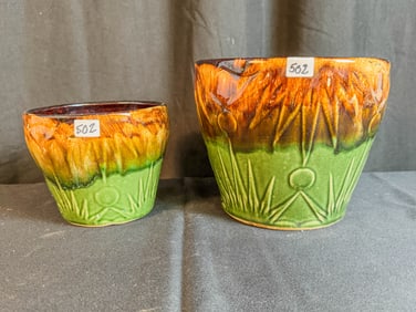 2 Robinson Ransbottom Majolica Jardnieires