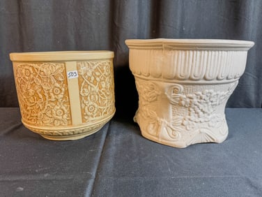 2 Vintage Floral Relief Planters to include Weller