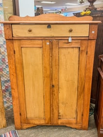 Double Door and Drawer Top Pine Preserving Cupboard c.1840's