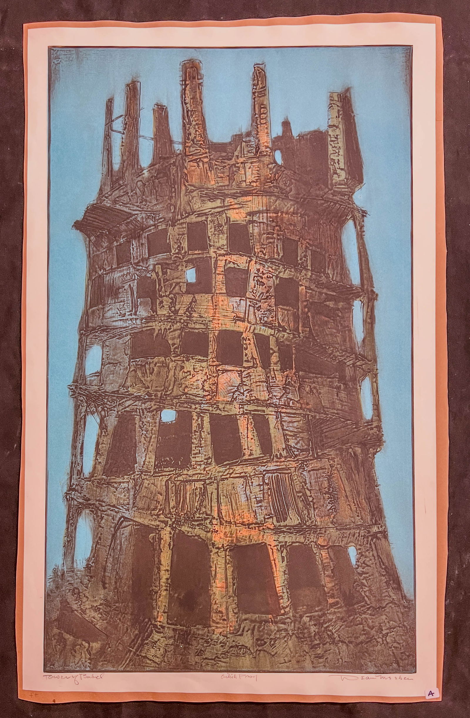 Dean Meeker Signed Serigraph "Tower Of Babel" c.1961 (1 of 7)