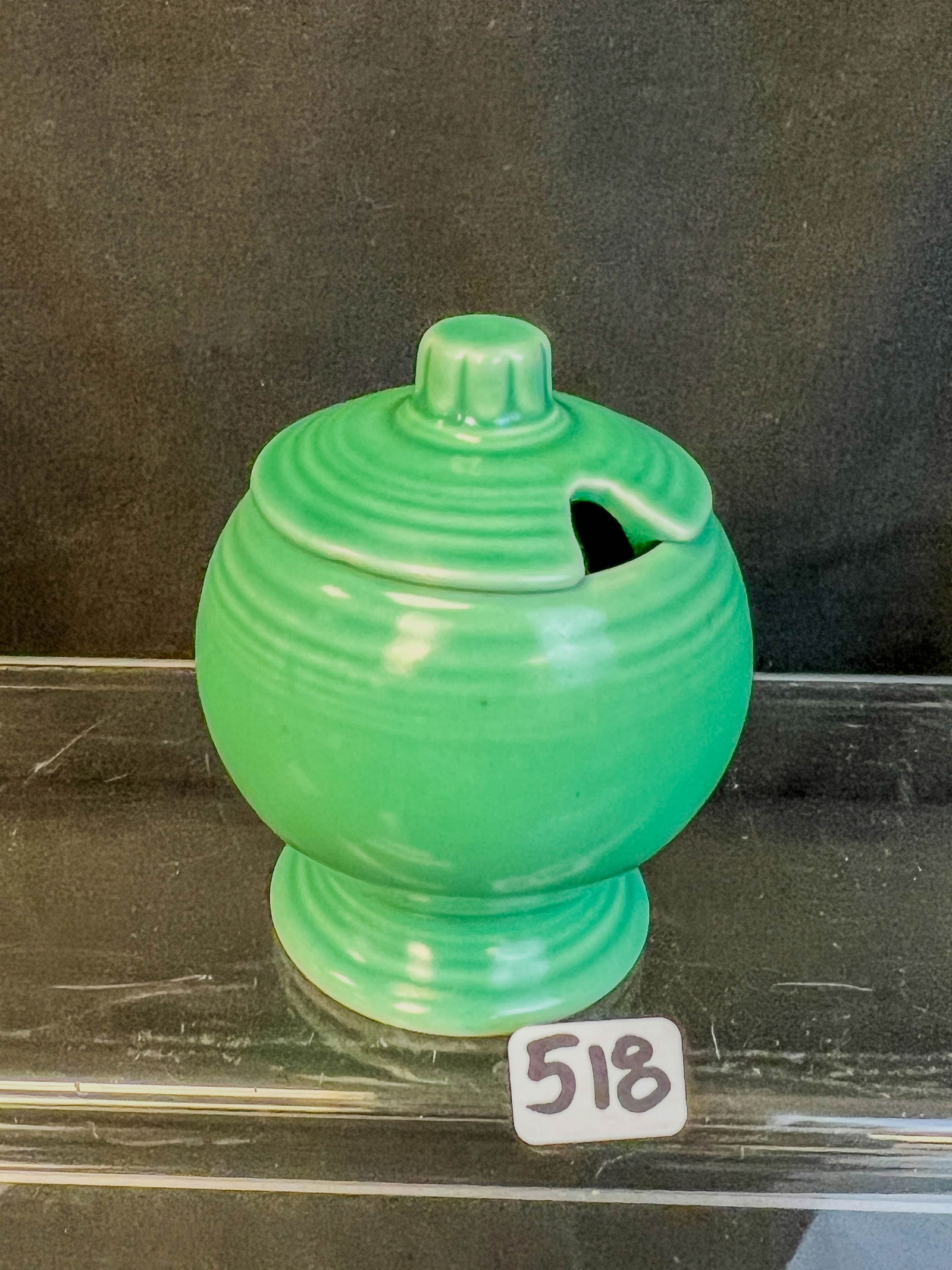 Rare Homer Laughlin Fiesta Original Green Mustard Pot C. 1940's (1 of 4)