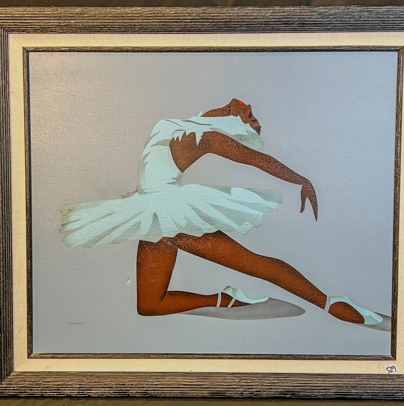 MCM Black Ballerina Oil on Canvas, Signed (1 of 6)