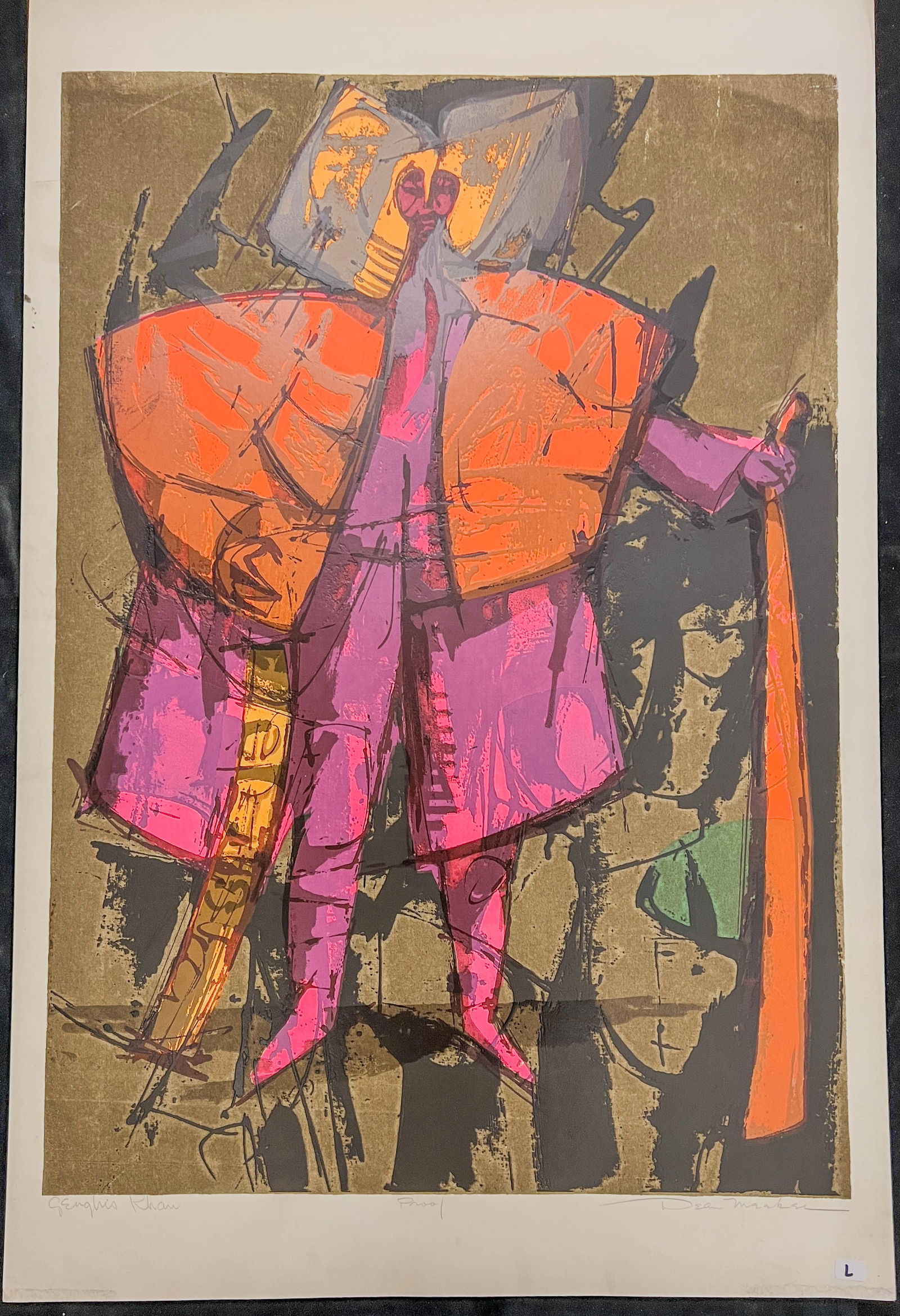 Dean Meeker signed Polymer Intaglio Serigraph "Genghis Khan" c.1960's (1 of 6)