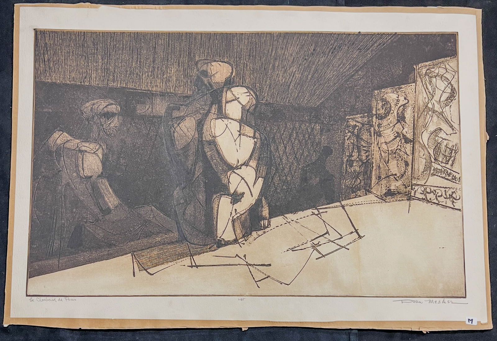 Dean Meeker Polymer Intaglio "Le Clochard de Paris" C. 1960, Signed (1 of 6)