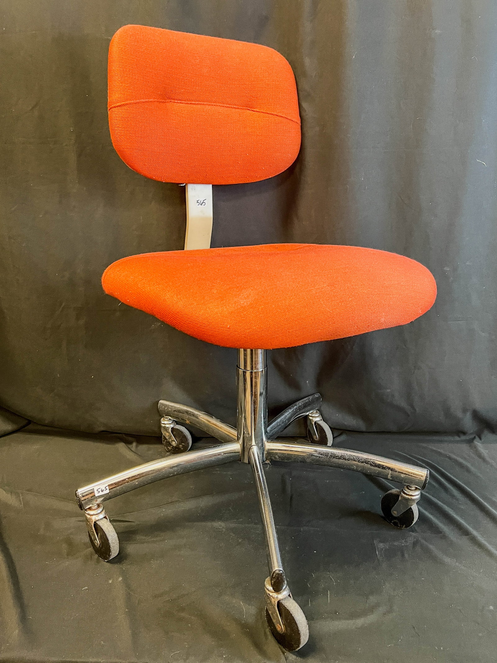 MCM Steelcase Rolling, Height Adjustable Orange Desk Chair (1 of 7)