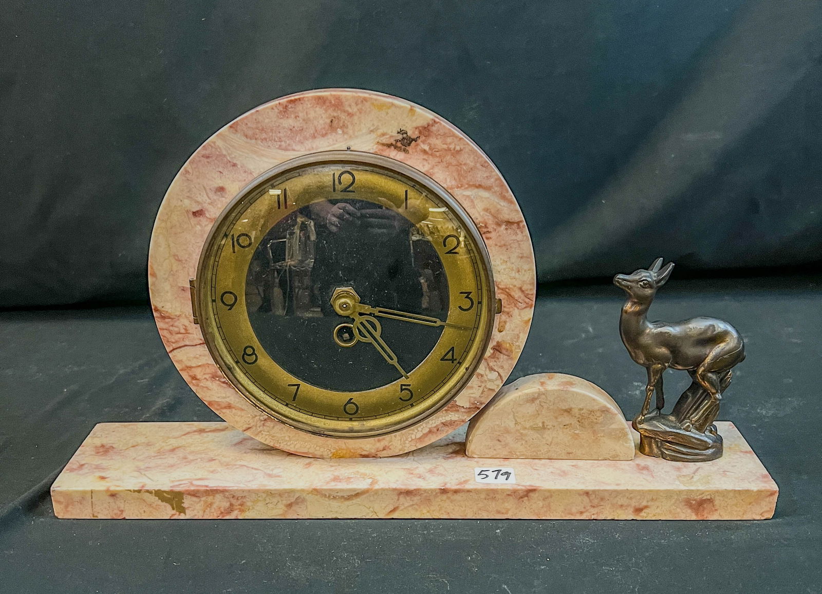 French Art Deco Marble Mantle Clock c.1930's (1 of 5)