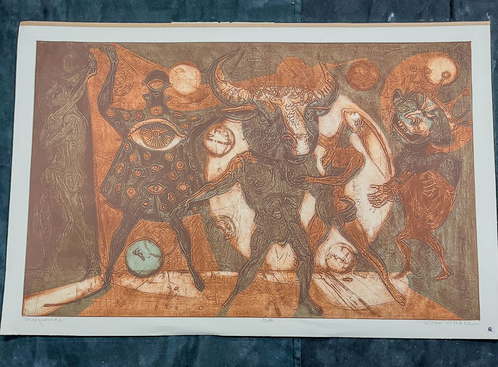Dean Meeker Polymer Intaglio "Masquerade" c. 1960's (1 of 8)