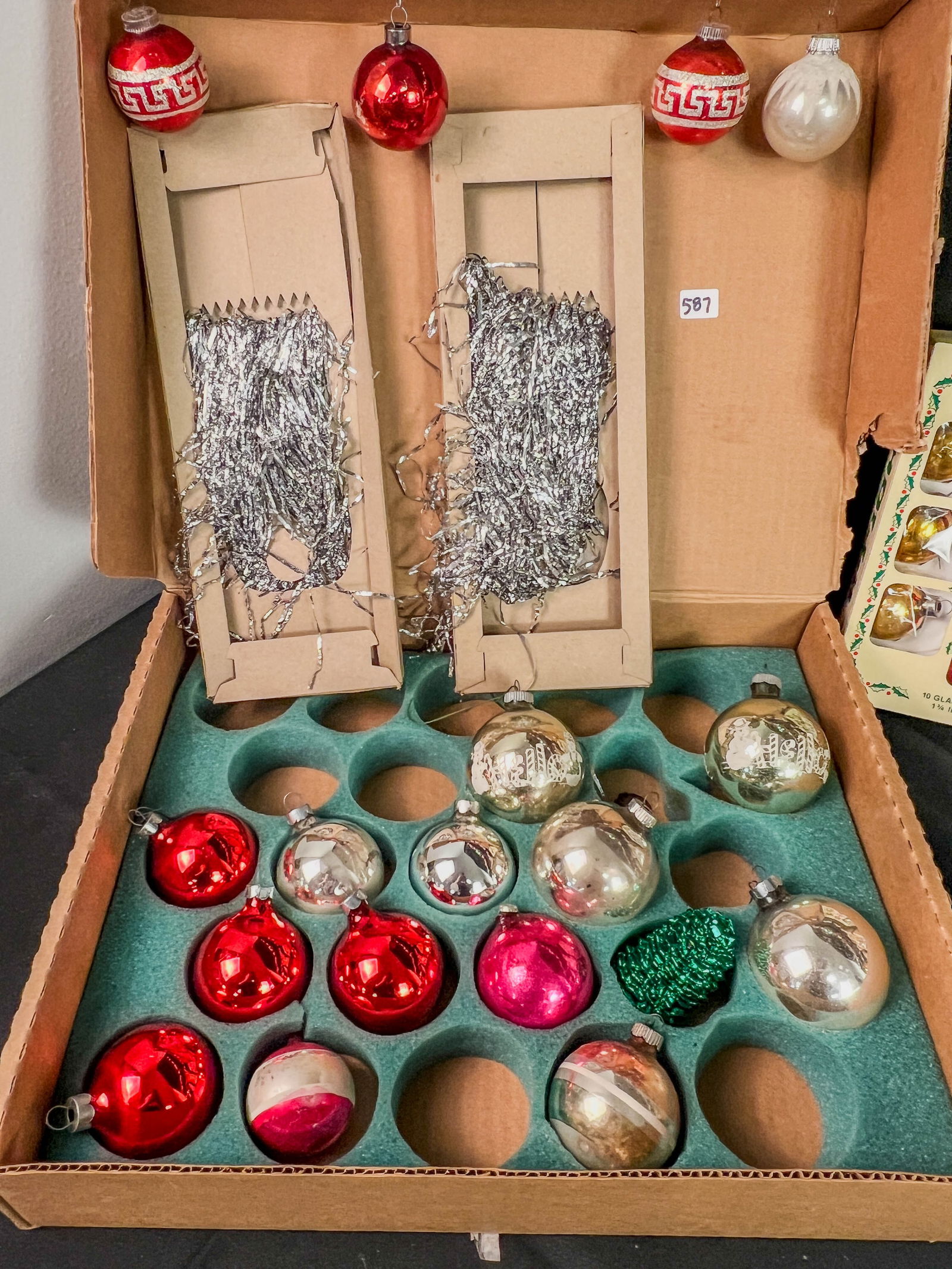 Mixed Group of Vintage Christmas Ornaments, Shiny Brites, Tinsel, More! (1 of 18)